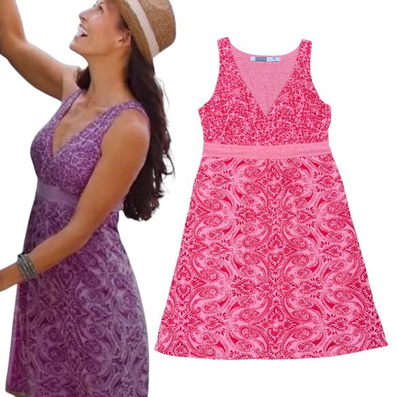 Women's‎ ATHLETA Las Palmas Pink Printed Jersey Dress- Size Small - Picture 1 of 8